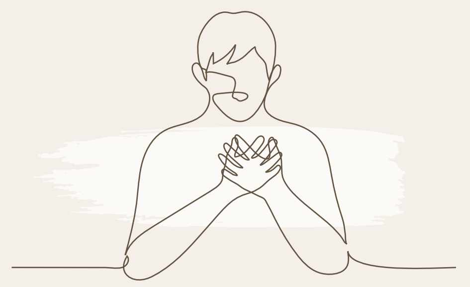 Keho ja mieli line man hands on chest